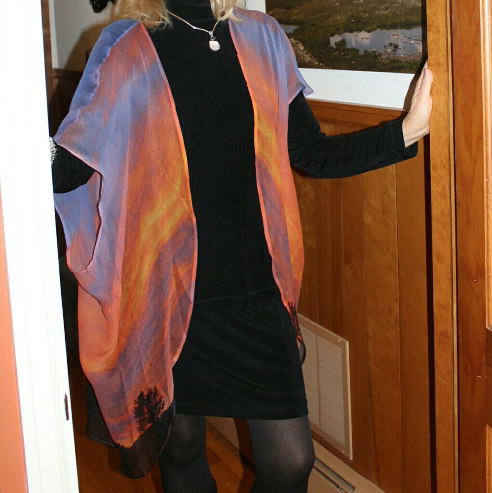 SOLD!! 💘 KIMONO Sunset Gorgeous sheer sexy chic! - Picture 3 of 8